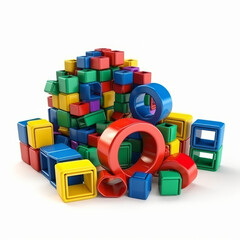 Naklejka premium Toy Magnetic tiles PNG Cutout, Generative AI