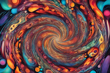 A swirling vortex of vibrant colors and intricate patterns