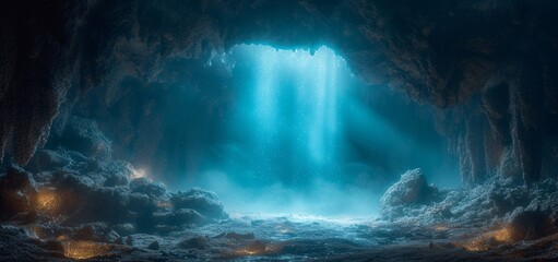 Glowing Cave Entrance A Stunning Underground Adventure Generative AI - obrazy, fototapety, plakaty
