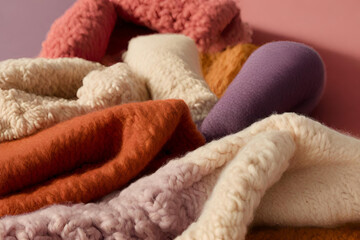 Fototapeta na wymiar A wool fabric with a plush, cozy texture and rich color variations