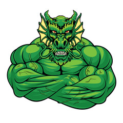 strong dragon mascot vector art illustration muscle dragon design