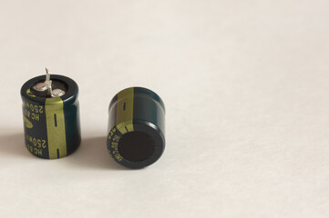 Isolated capacitor, used in electronic device. Electronic parts concept.