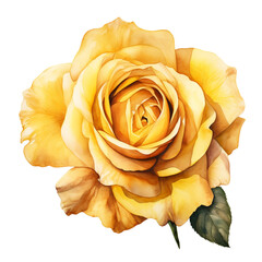 Isolated illustration of yellow rose flower. Created with Generative AI