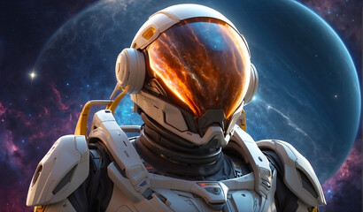Futuristic Astronaut Cyber robot Explorer Space