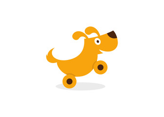 Logo for toy, pet shop or pet training, dog with moving wheel