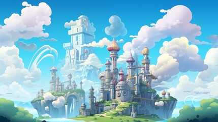 a fantasy castle in the clouds