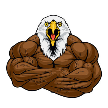 strong eagle mascot vector art illustration muscle eagle design