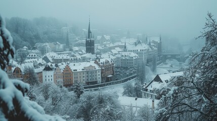 A city covered with snow