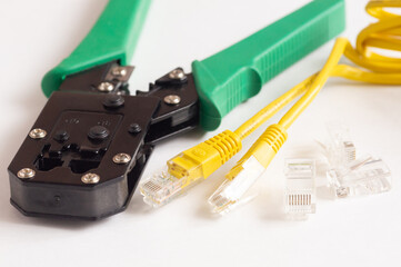 Modular plug crimpers for RJ-45, white background, Crimper, Twisting Cable Tool for Crimping RJ 45...
