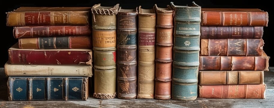 Vintage Bookshelf with a Twist A Collection of Old Books and Magazines Generative AI
