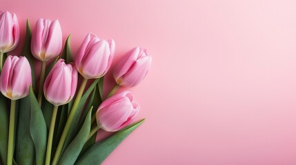 Pink tulips on a pink background