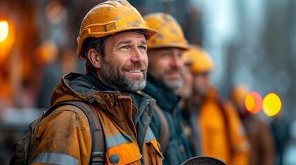Yellow Vests and Hard Hats A Construction Worker's Smile Generative AI