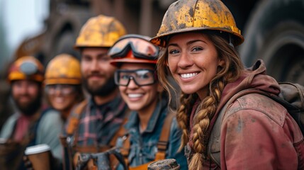 Fototapeta premium Hard Hat Heroes A Celebration of Women in Construction Generative AI