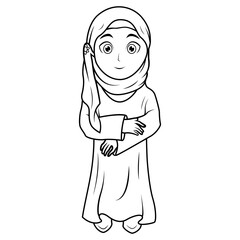 Cute Cartoon Of a Muslim Girl