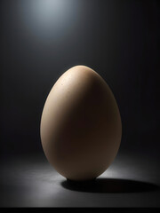 Chicken egg on dark. Generative AI. Egg close-up on a dark background. AI illustration