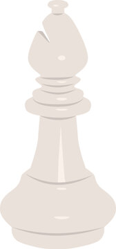 Chess piece white elephant, bishop. Vector illustration isolated on white background.