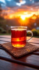 Sunset Serenade A Coffee Break with a View Generative AI