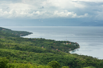 Scenic coastline of a famous touristic tropical Nusa Penida island in Indonesia