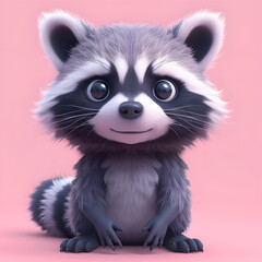 Fototapeta na wymiar 3d logo of vector cute raccoon cartoon vector icon illustration animal icon