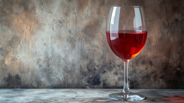 Glass of red wine on a stone background.