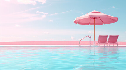 Fototapeta na wymiar Swimming pool with beach umbrella
