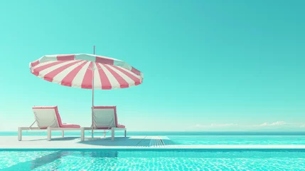 Poster Swimming pool with beach umbrella © Jafger