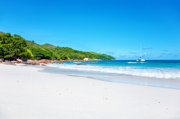 Fototapeta na wymiar Lazio Beach, Island Praslin, Indian Ocean, Republic of Seychelles, Africa.