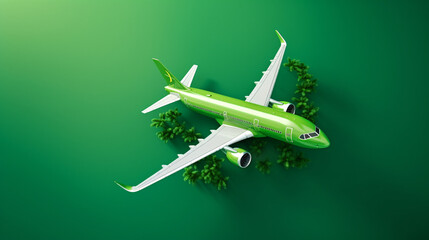 Fototapeta na wymiar Top view air plane on green background