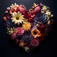 heart-shaped floral arrangement in a studio