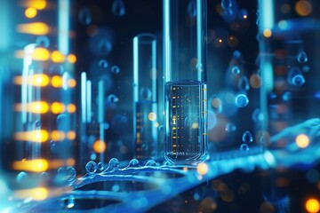 Fototapeta premium DNA test tubes, gene editing, genetics, laboratory images Chemical testing, concept, science