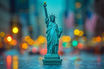 Fototapeta premium Lady Liberty in the City of Lights A Tribute to Women's History Month Generative AI