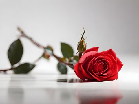 red rose on a white floor. Made by AI