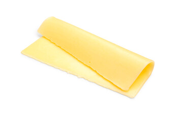 Tasty cheese slice on white background