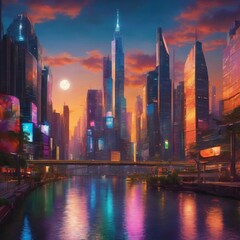 Obraz premium Cityscape at dusk