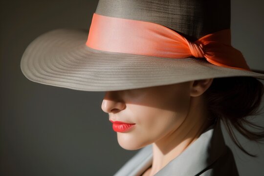 lady in hat with peach band