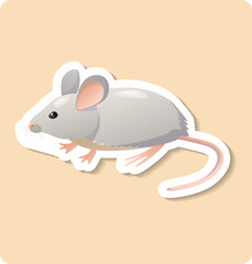 Mouse sticker illustration. Animal, ears, tail, nose. Editable vector graphic design.