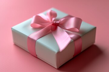 Obraz premium Pink Bowtie Box A Monthly Gift Subscription Generative AI