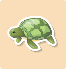 Turtle sticker illustration. Animal, shell, paws, head. Editable vector graphic design.