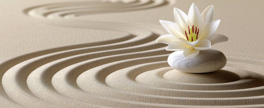 zen stones and flower