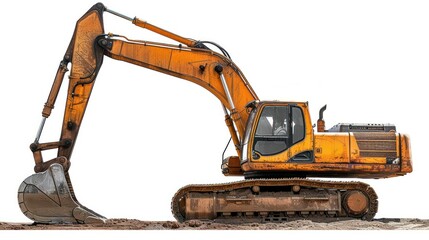 excavator on a white background