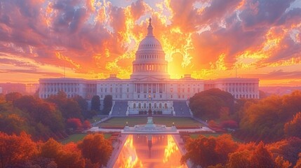 Sunset at the Capitol A Glimpse of the United States' Political Heart Generative AI