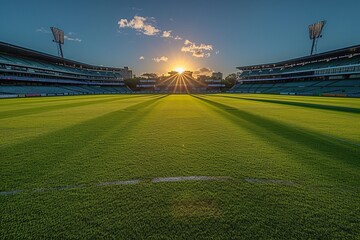 Sunrise on the Field A Beautiful Day for a Game of Cricket Generative AI