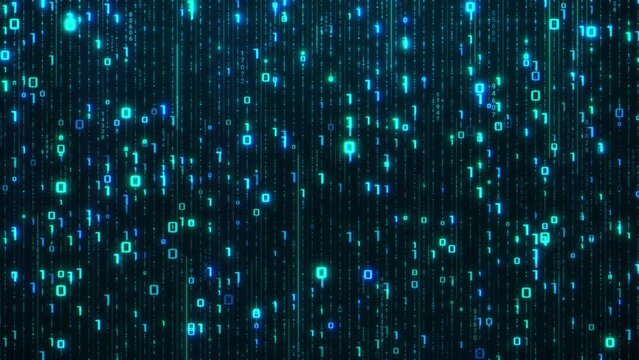 Digital data flow, data science concept, machine learning, big data, data streaming, flow of binary code, futuristic technology (3d render)