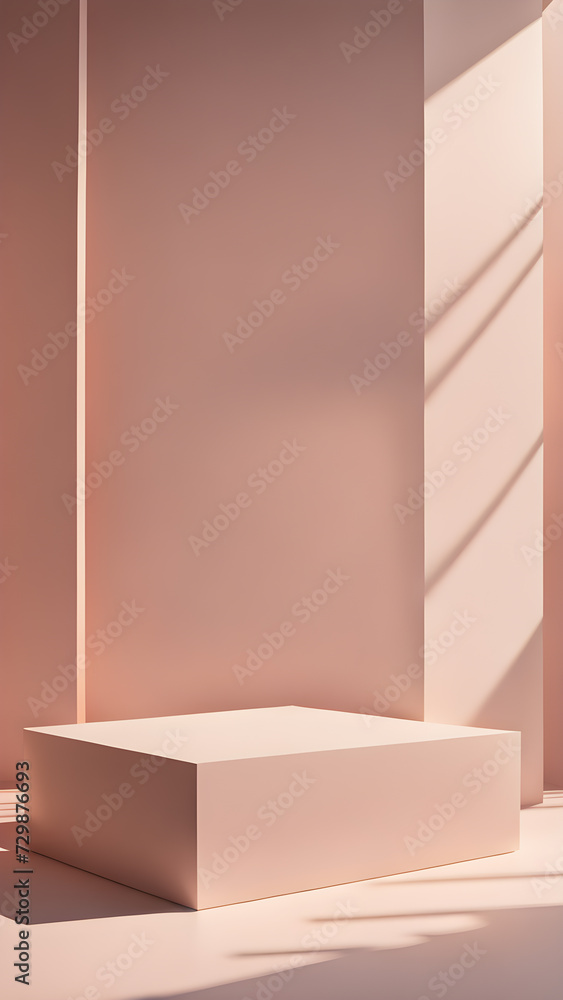 Aufkleber close-up-of-a-podium-in-a-studio-setting-for-display-mock-up-immersed-in-soft-sunlight-filtering