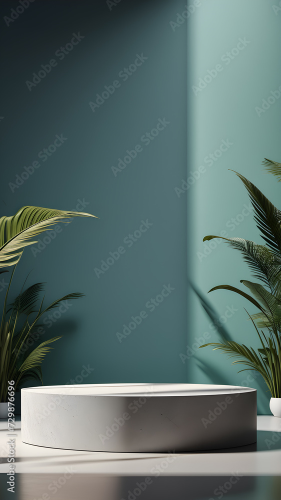 Poster podium-studio-close-up-product-display-mock-up-ensconced-within-a-surreal-beautiful-nature
