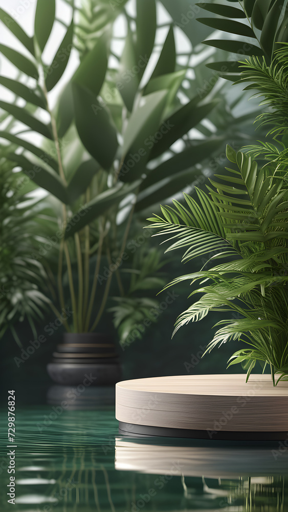 Poster podium-studio-close-up-product-display-mock-up-ensconced-within-a-surreal-beautiful-nature