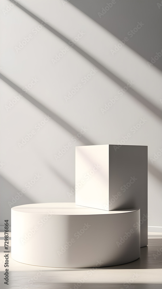 Aufkleber close-up-of-a-podium-in-a-studio-setting-for-display-mock-up-immersed-in-soft-sunlight-filtering
