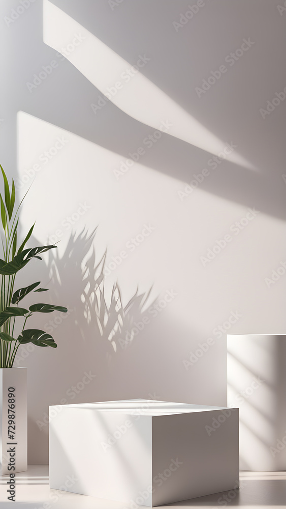 Aufkleber close-up-of-a-podium-in-a-studio-setting-for-display-mock-up-immersed-in-soft-sunlight-filtering