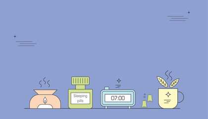 Vector illustration of healthy sleep and insomnia theme