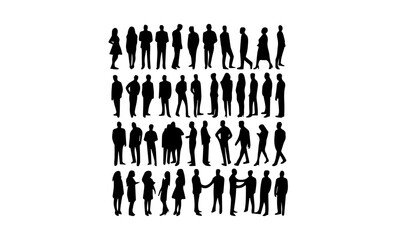 busniessman silhouette image vector, business group silhouette image,